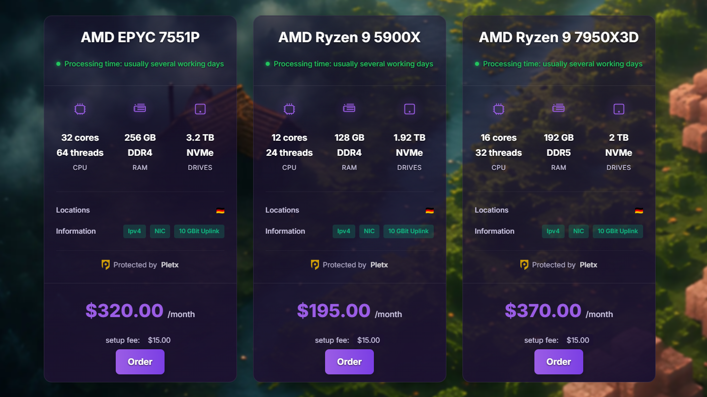 Powerful Dedicated Servers with Competitive Prices & PletX Premium DDoS Protection